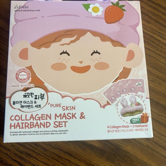 esfolio (K-Beauty) Pure Skin - Collagen Mask & Hairband Set - Picture 2 of 6